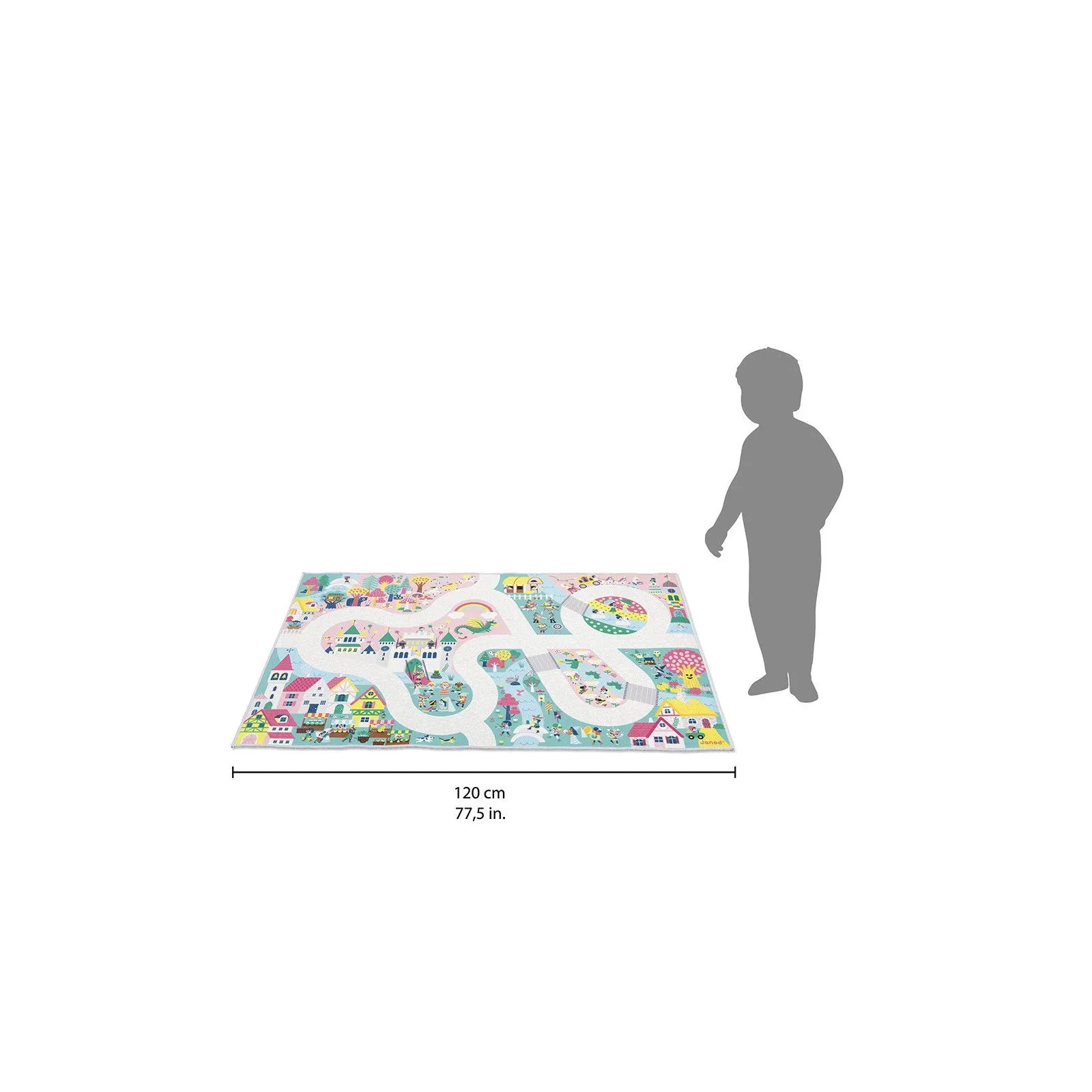 Janod Tapis avec circuit Royaume enchanté - Cross Roads – vue 4 – Garages et accessoires