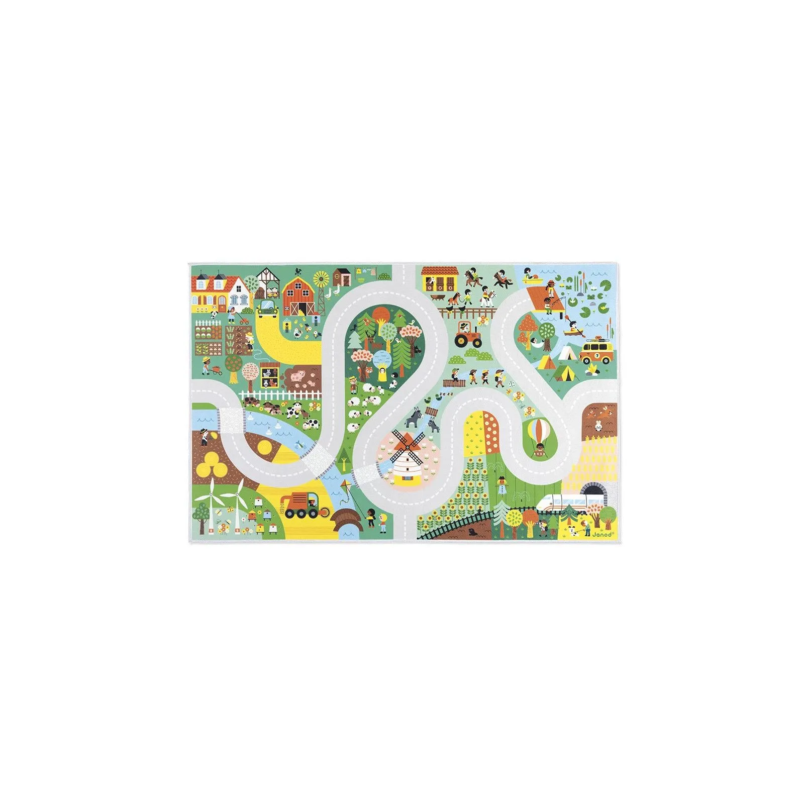 Janod Tapis avec circuit Campagne - Cross Roads – vue 1 – Garages et accessoires