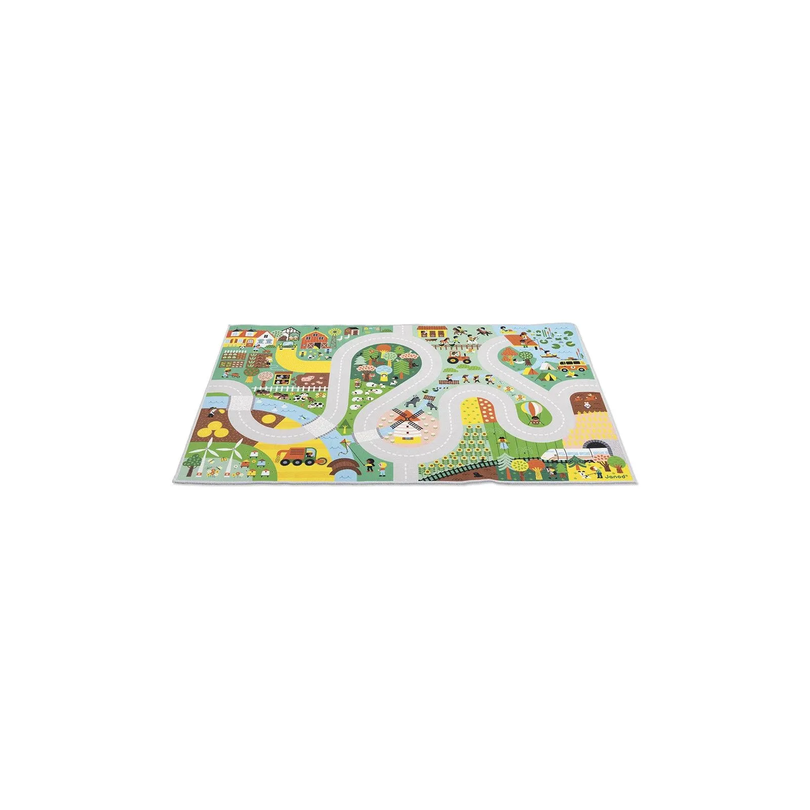 Janod Tapis avec circuit Campagne - Cross Roads – vue 3 – Garages et accessoires