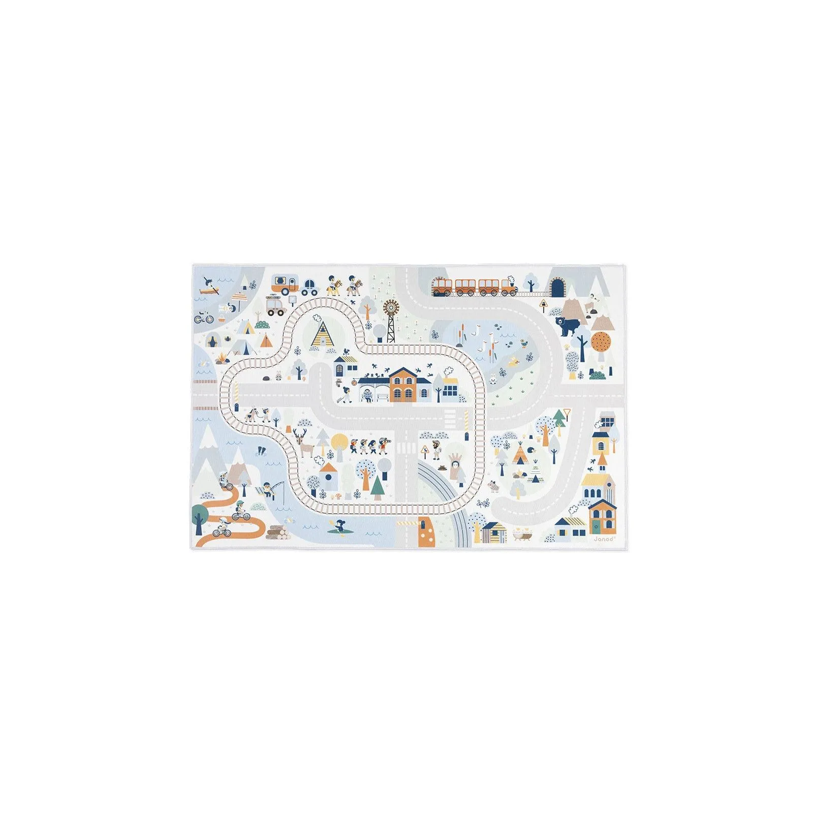 Janod Tapis avec circuit Vallée blanche - Cross Roads – vue 1 – Garages et accessoires
