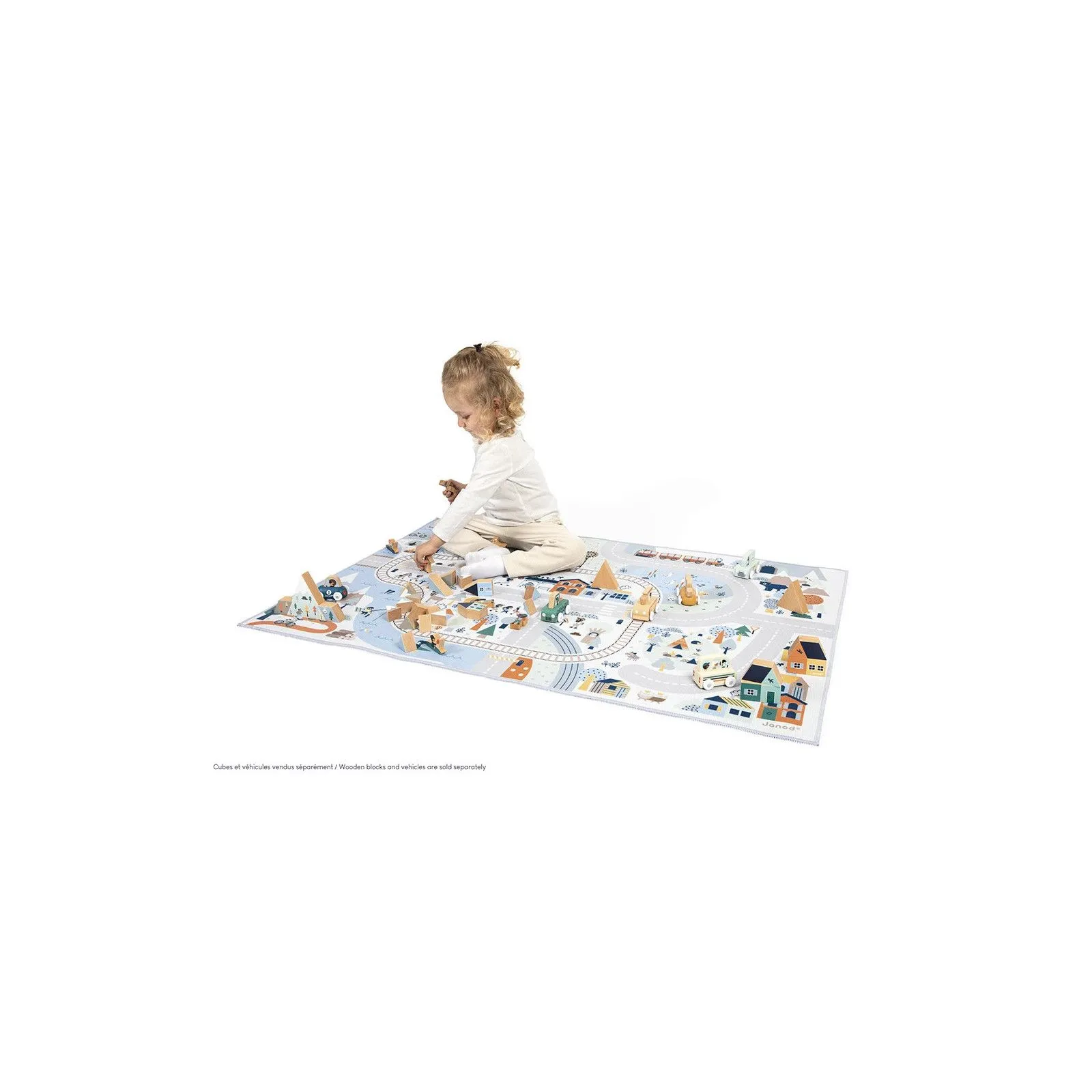Janod Tapis avec circuit Vallée blanche - Cross Roads – vue 2 – Garages et accessoires