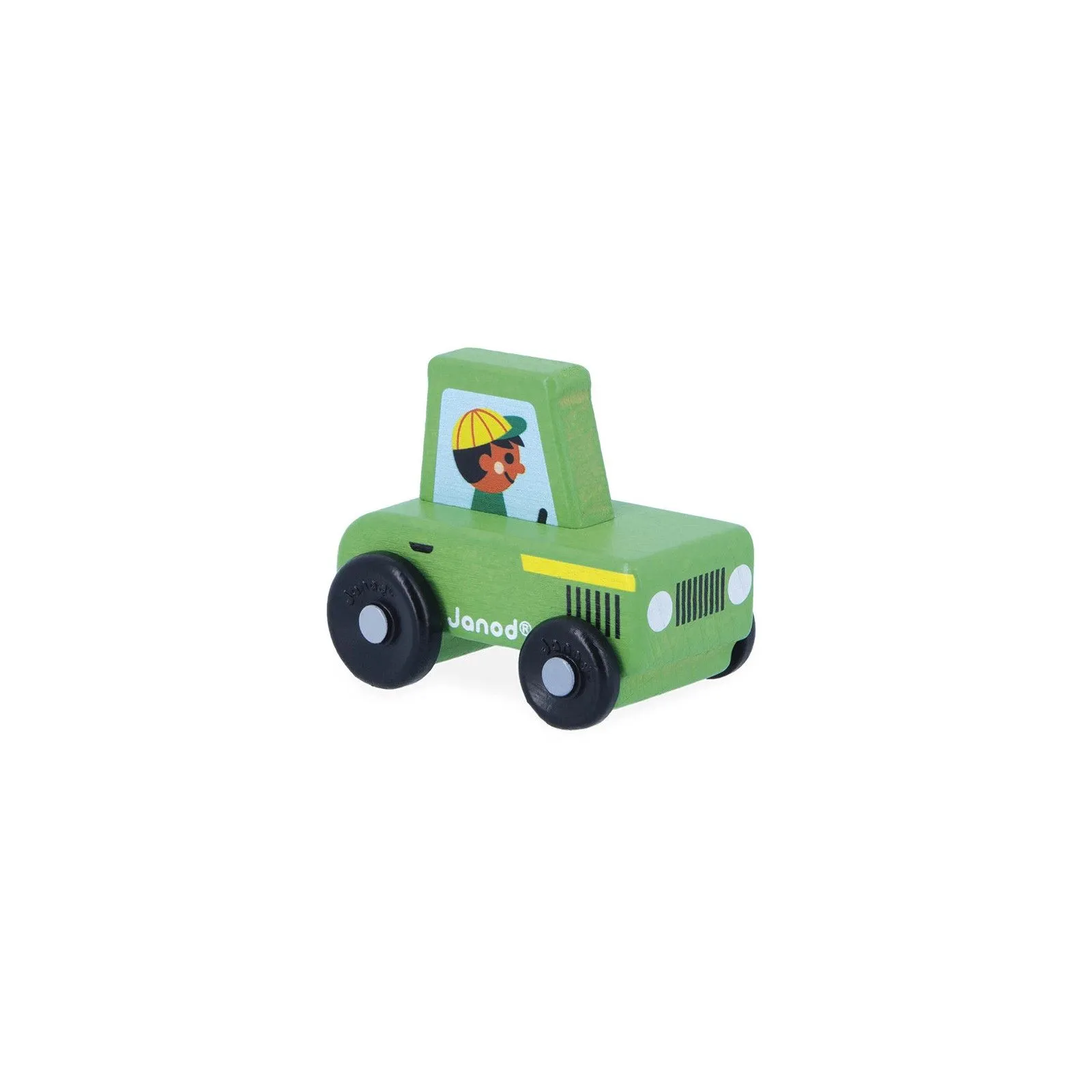 Janod Tracteur vert en bois Campagne - Cross Roads – vue 1 – Véhicules miniatures