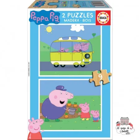 Peppa Pig 2 wooden puzzles 9 pieces - EDU-17156 - Educa Borras - Wooden Puzzles - Le Nuage de Charlotte