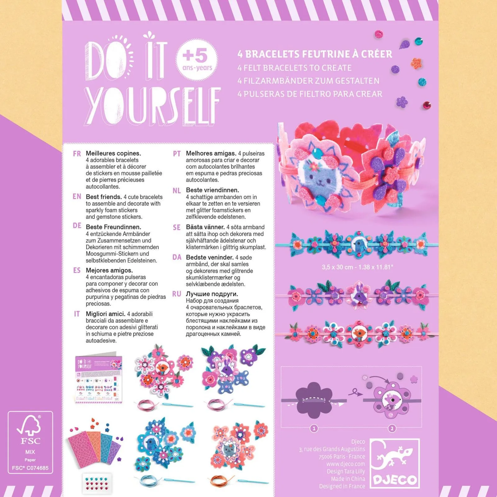 Djeco Do It Yourself - 4 bracelets feutrine à créer – vue 2 – Kits Créatifs