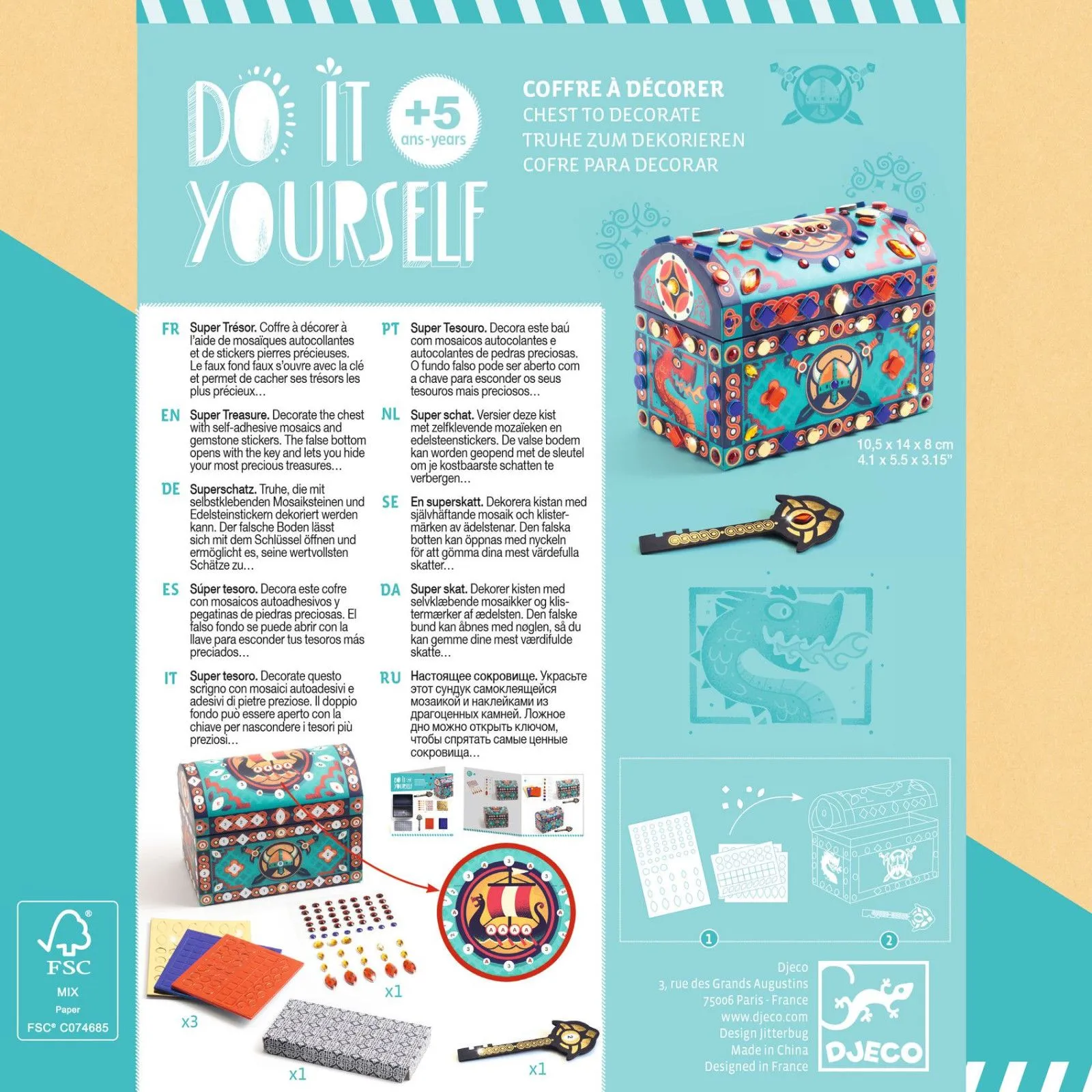 Djeco Do It Yourself - Chest to decorate – vue 5 – Creative Kits