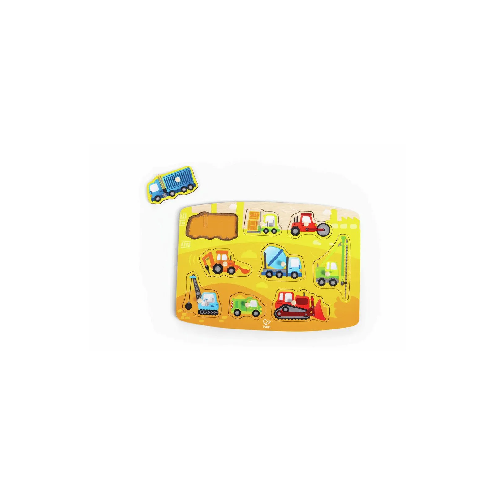 Hape Puzzle à boutons véhicules de chantier [10] – vue 1 – Puzzles en bois