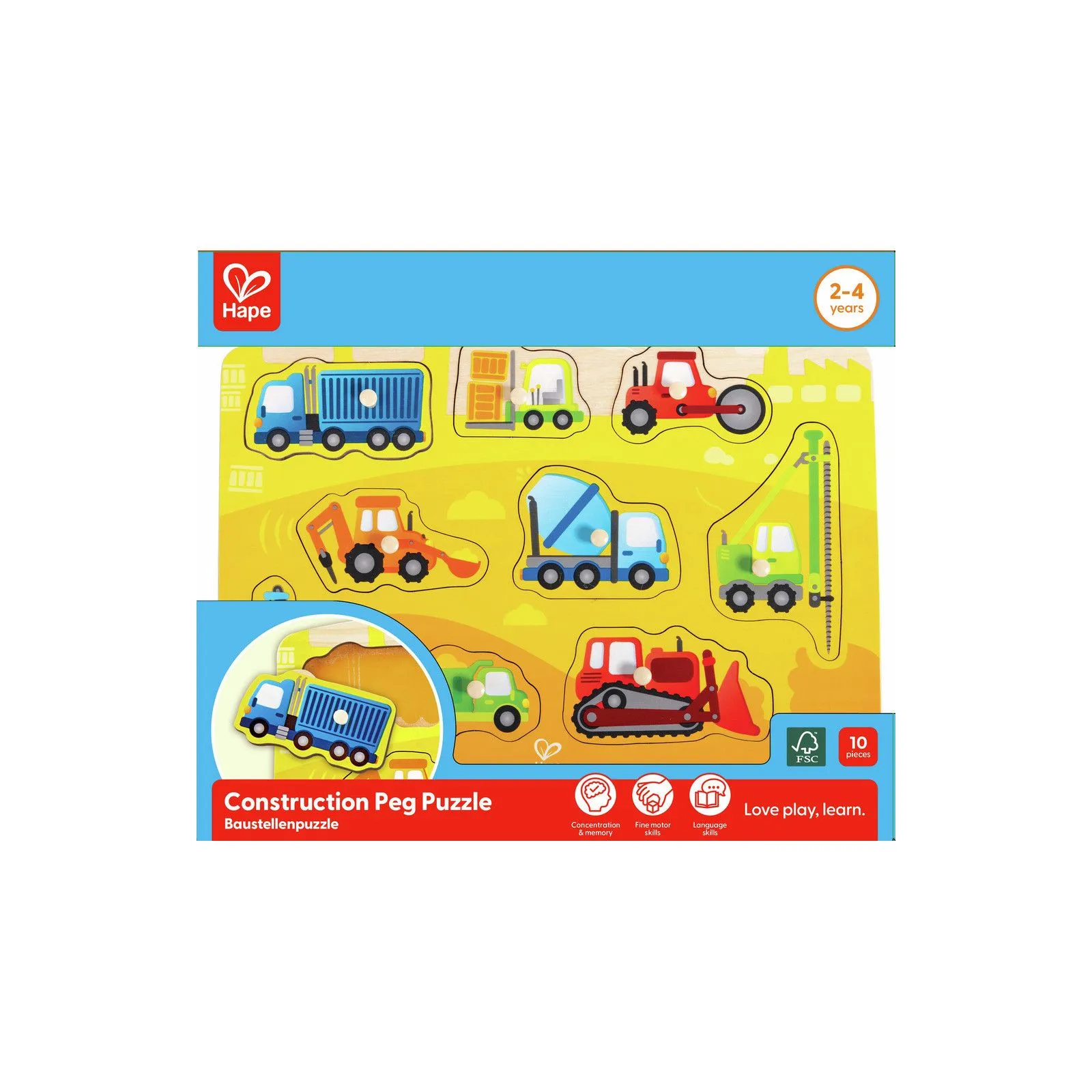Hape Puzzle à boutons véhicules de chantier [10] – vue 10 – Puzzles en bois