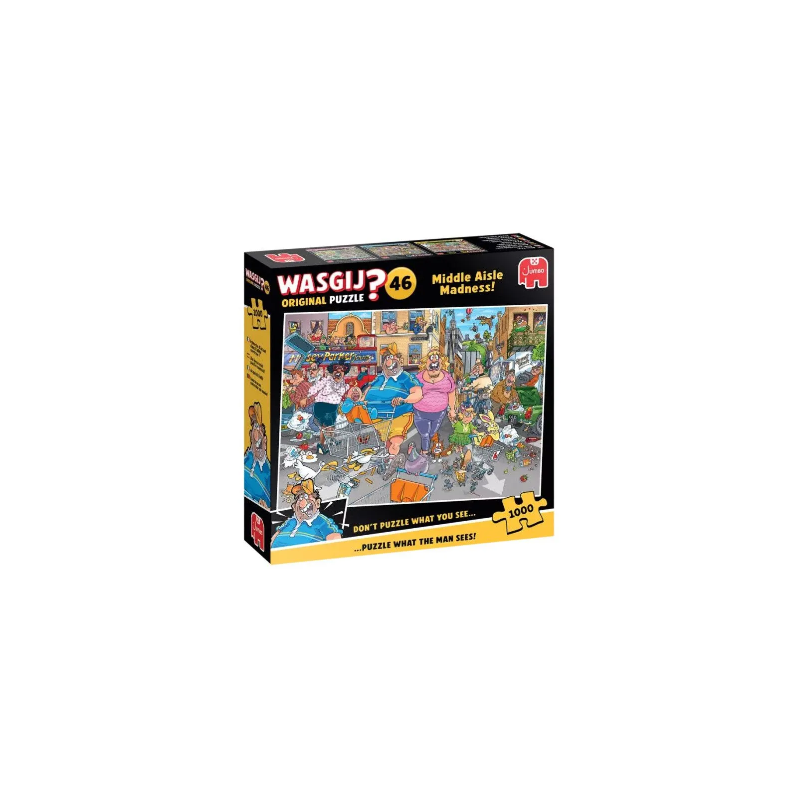Jumbo Wasgij Original 46 - Frénésie d'achat dans l'allée centrale! [1000] – vue 1 – Puzzles