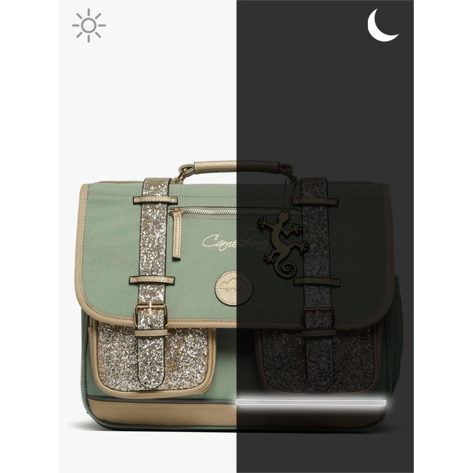 Caméléon Cartable Vintage Fantasy 35 cm - Glossy Green – vue 8 – Cartables et sacs