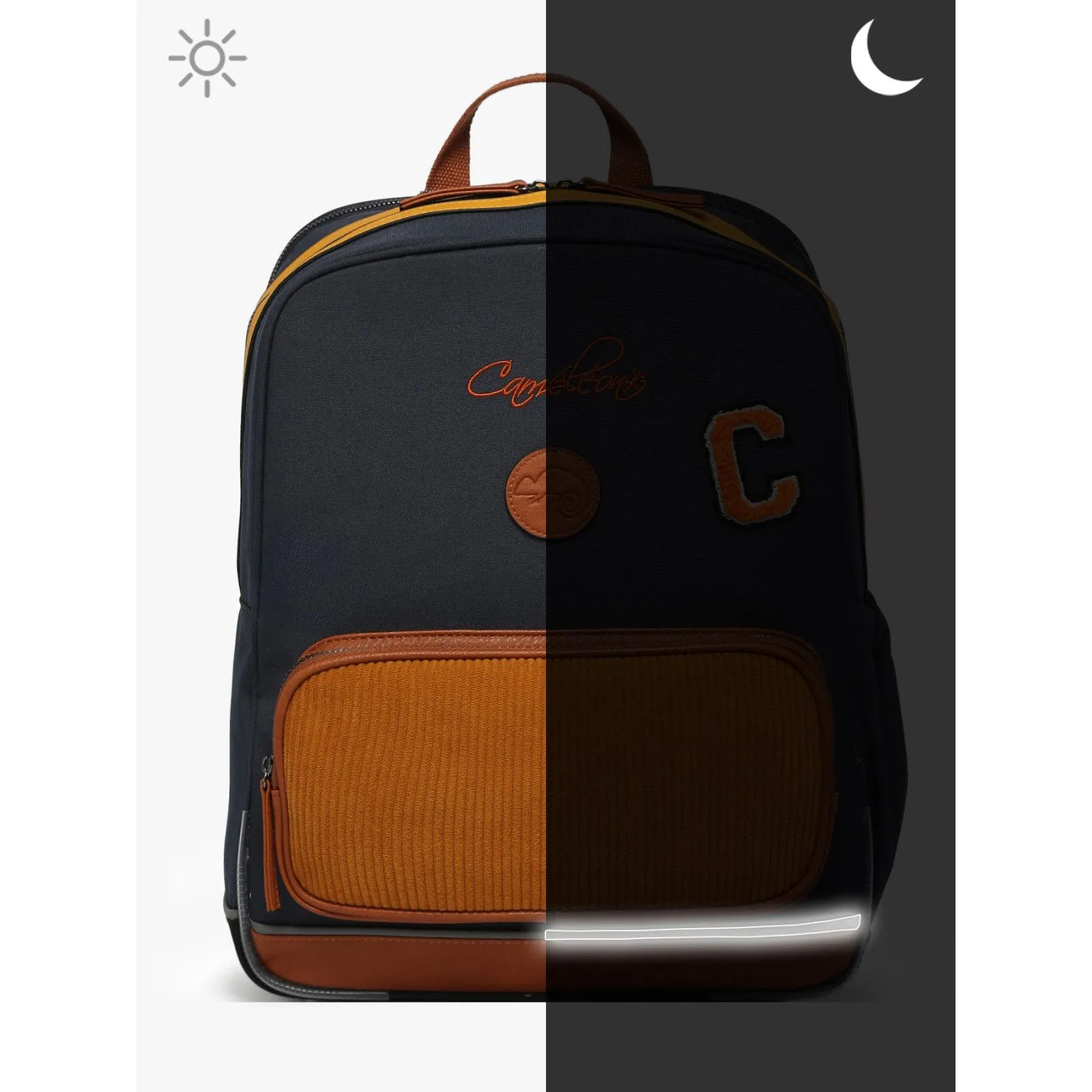 Caméléon Sac à dos Vintage Urban 40 cm - Mustard Badges – vue 6 – Cartables et sacs