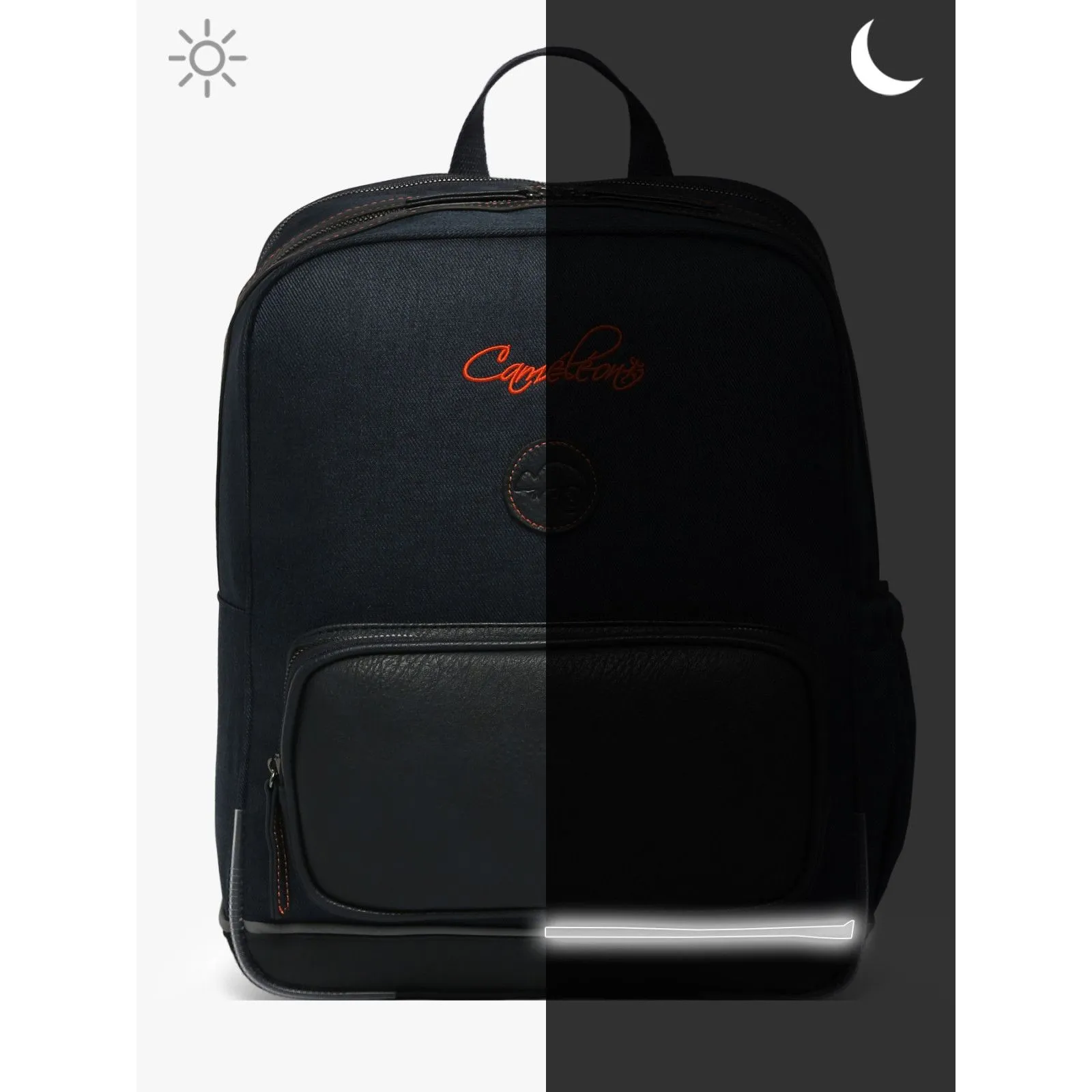Caméléon Sac à dos Vintage Urban 40 cm - Navy Orange Stitchin – vue 5 – Cartables et sacs