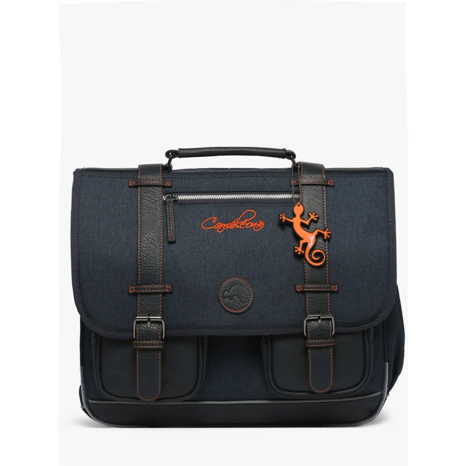 Caméléon Cartable Vintage Urban 41 cm - Navy Orange Stitchin – vue 1 – Cartables et sacs