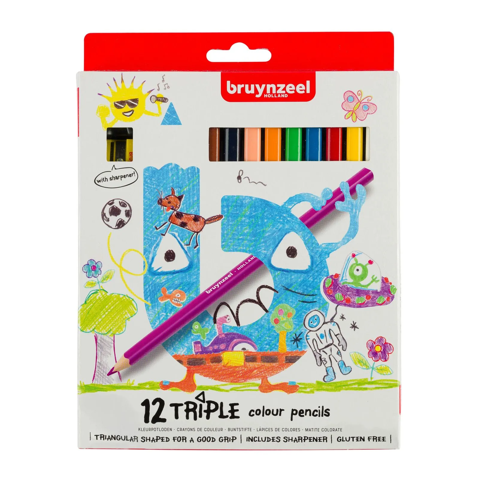 Bruynzeel Bruynzeel Kids triangular colored pencils, 12 pcs – vue 1 – Painting & Drawing