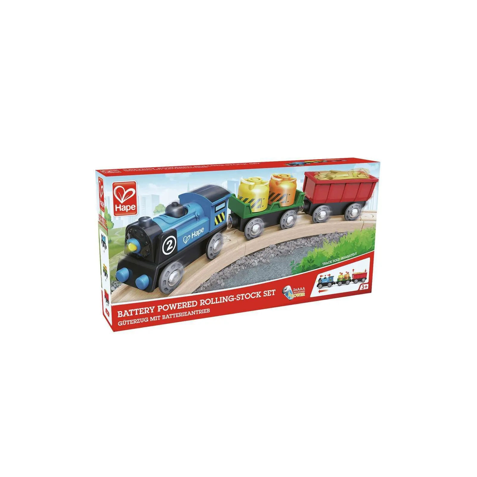 Hape Battery Powered Rolling-Stock Set – vue 2 – Wooden Railway and Trains