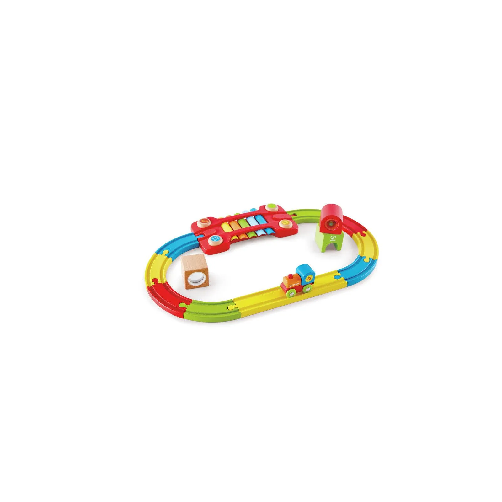 Hape Chemin de fer sensoriel – vue 1 – Petits trains en bois