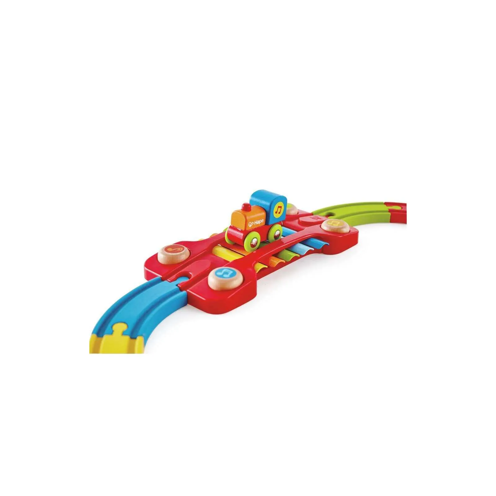 Hape Chemin de fer sensoriel – vue 2 – Petits trains en bois