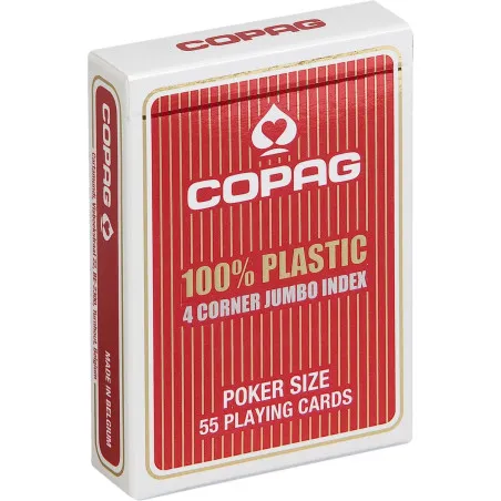Cartamundi Copag 100% Plastic 4 Corner Jumbo Index - rouge – vue 1 – Jeux de societe