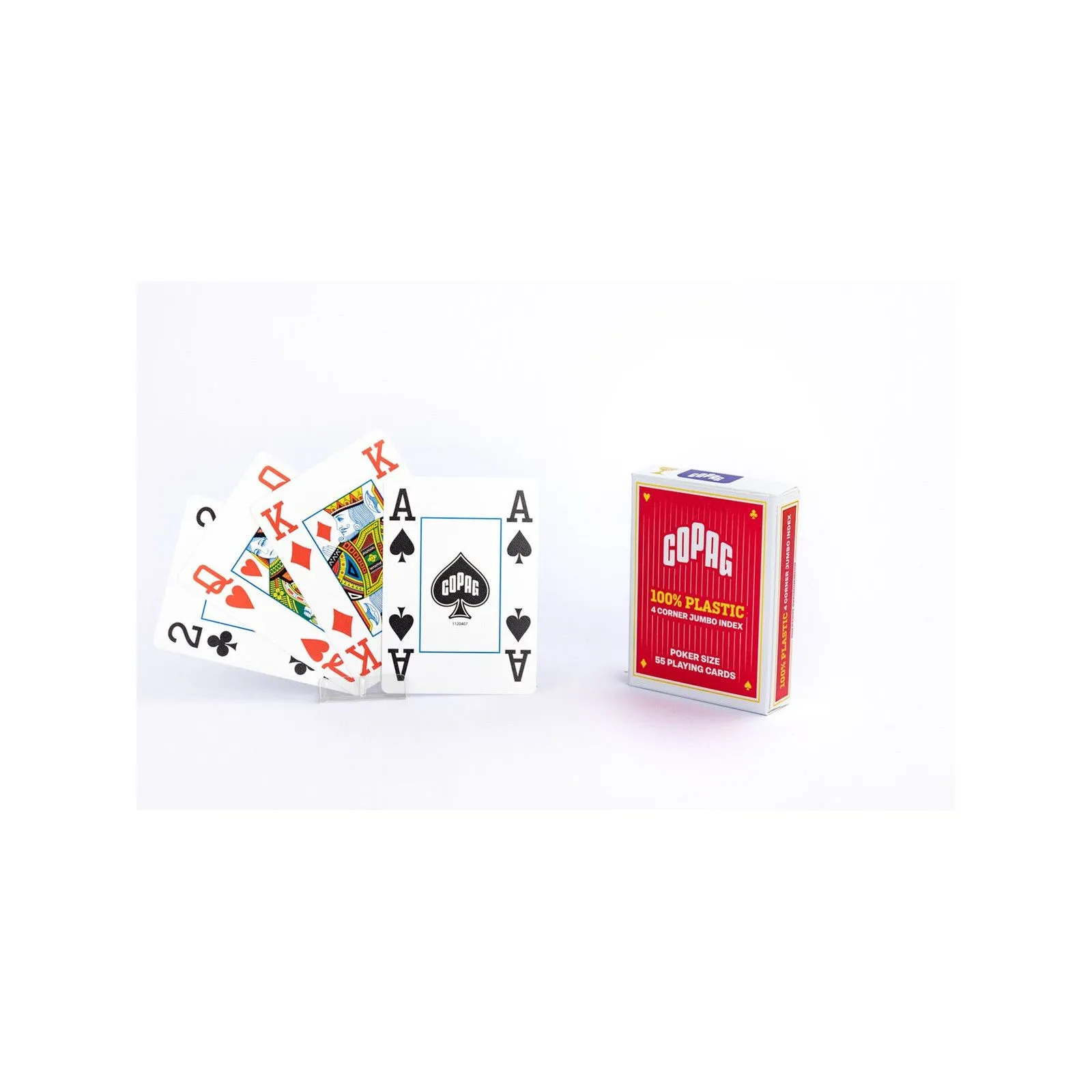 Cartamundi Copag 100% Plastic 4 Corner Jumbo Index - red – vue 2 – Board Games