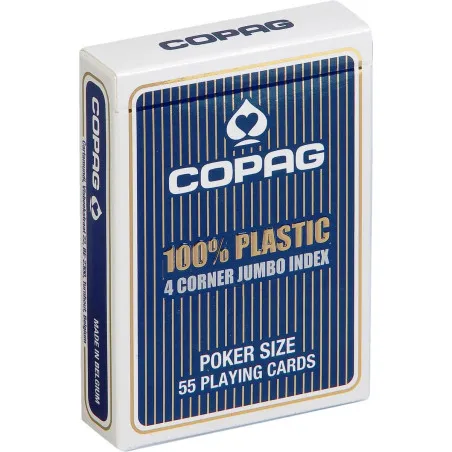 Cartamundi Copag 100% Plastic 4 Corner Jumbo Index - bleu – vue 1 – Jeux de societe