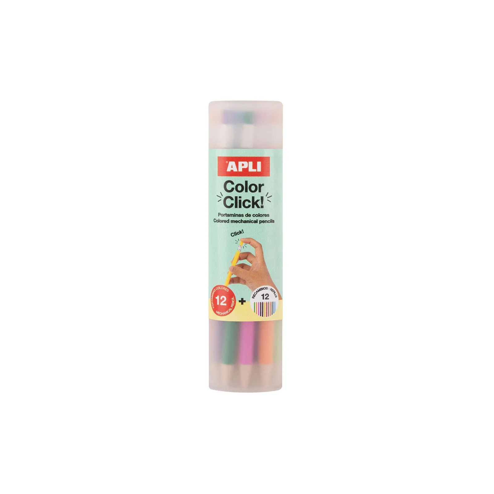 APLI Porte-mines Color Click 12 couleurs assorties – vue 1 – Peinture & dessin