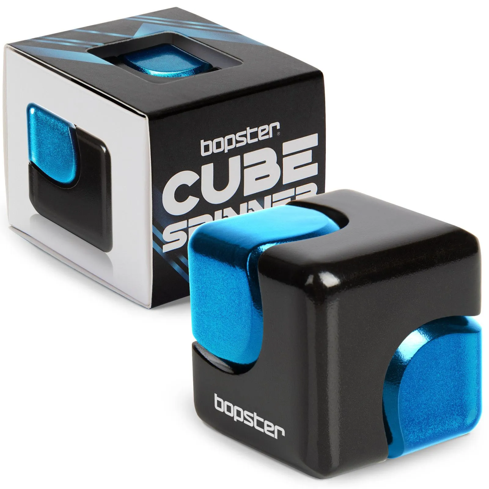 Click Europe bopster Fidget Cube Spinner – Black and Blue – vue 1 – Fidget