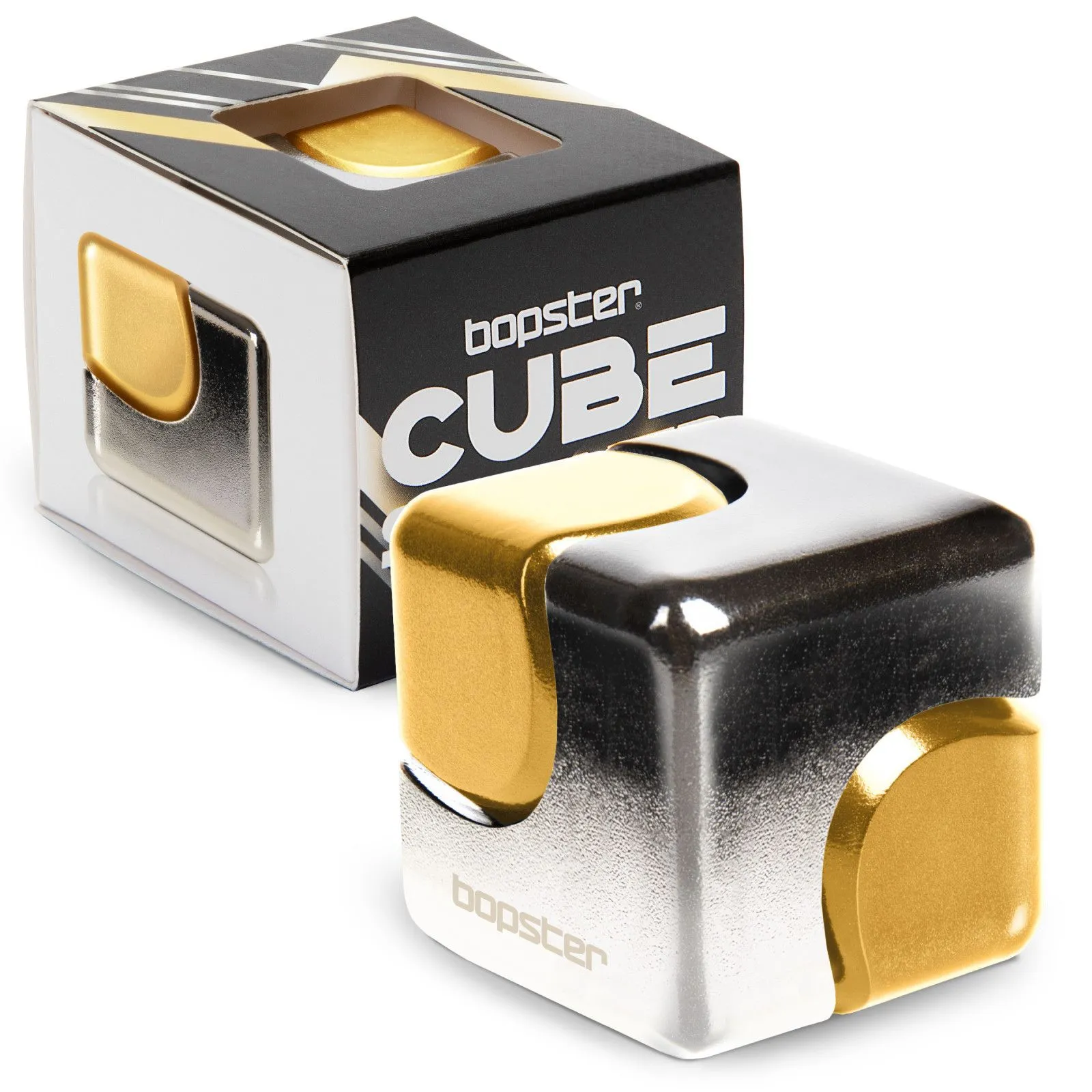 Click Europe bopster Fidget Cube Spinner – Silver and Gold – vue 1 – Fidget
