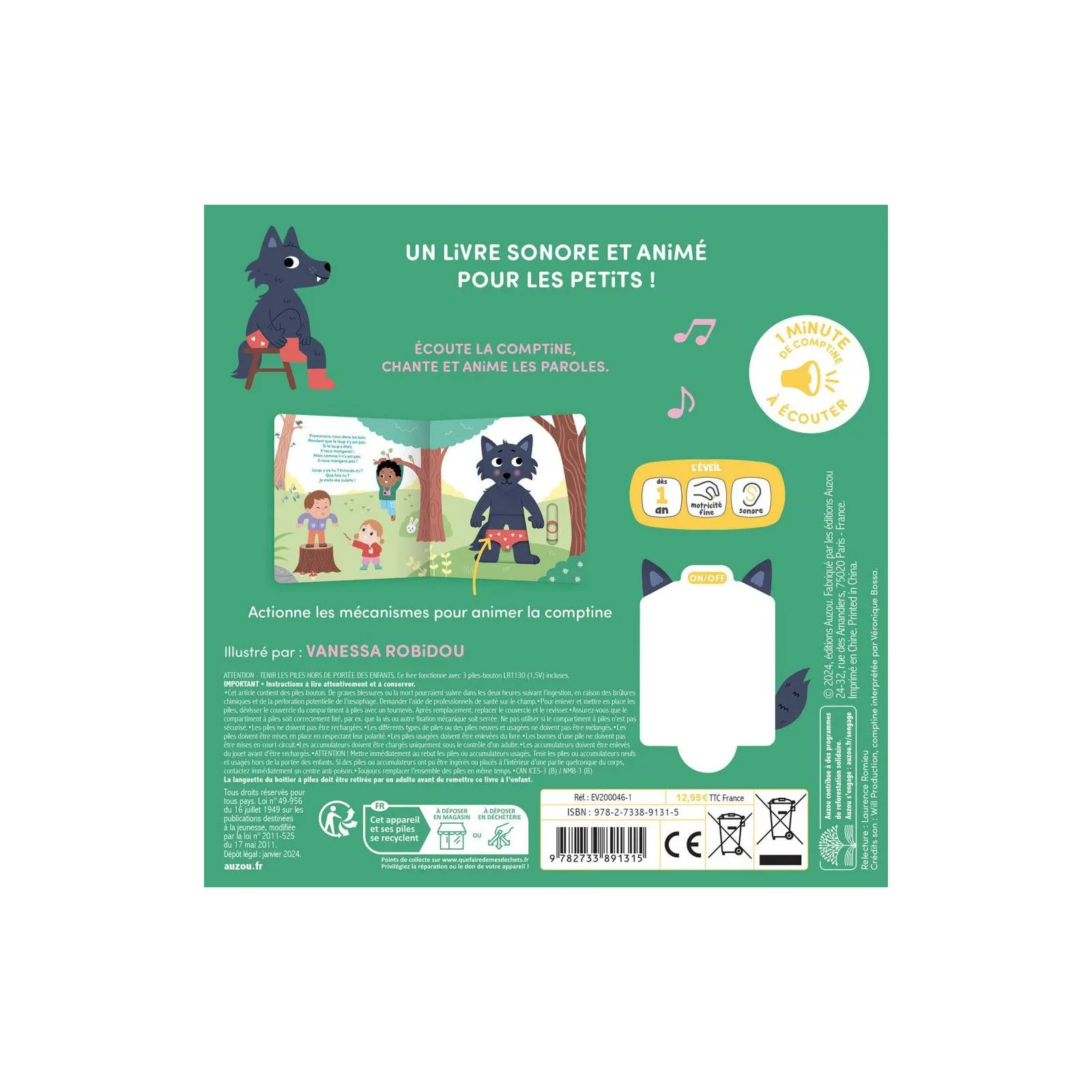 Editions Auzou Ma comptine animée - Promenons-nous dans les bois – vue 4 – Sonores