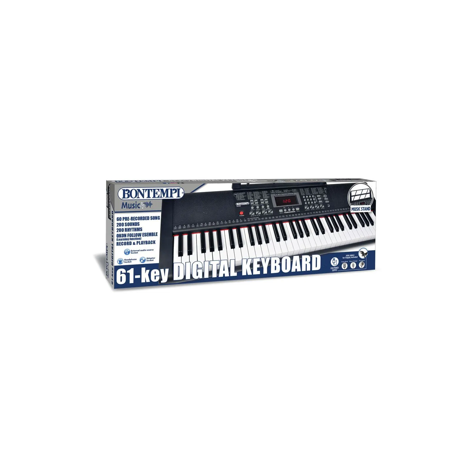 Bontempi Clavier numérique avec 61 touches pleine largeur – vue 2 – Musique