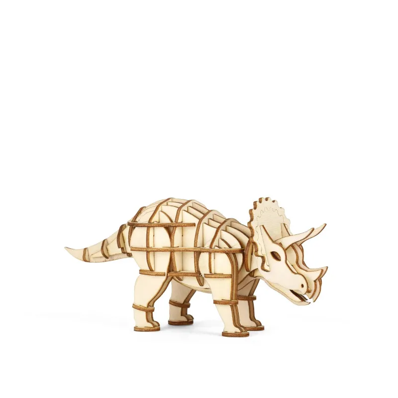 Kikkerland Triceratops 3d Wooden Puzzle – vue 1 – Wooden Puzzles