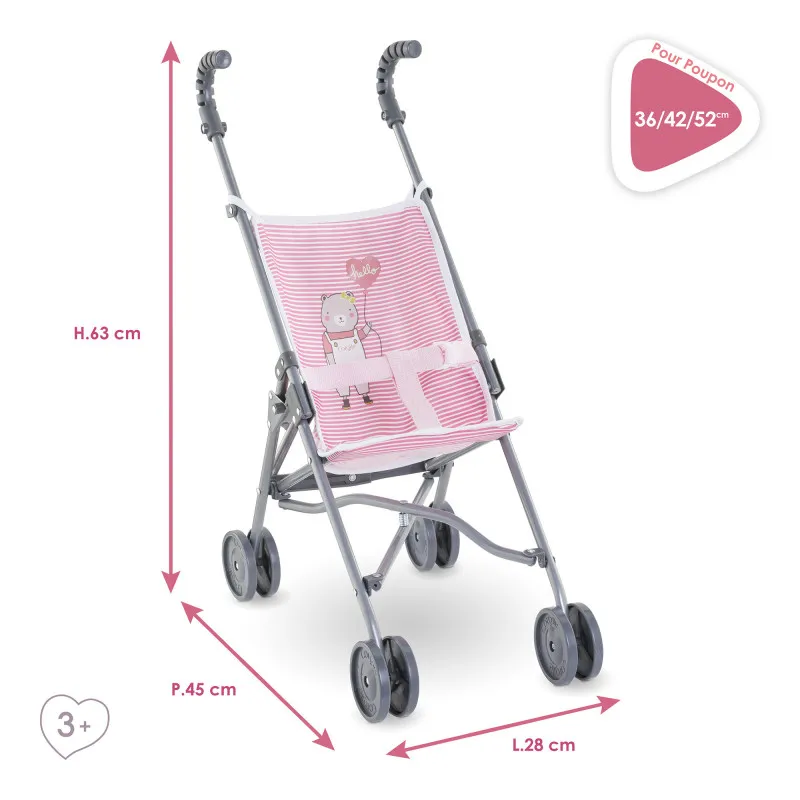 Corolle Pink stroller for 36/42 cm baby doll – vue 6 – Doll Accessories